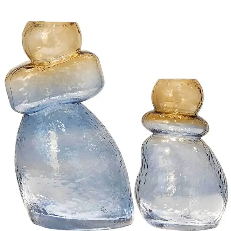 Afralia™ Gourd Shape Gradient Glass Vase Irregular Rockery Terrarium Home Decoration