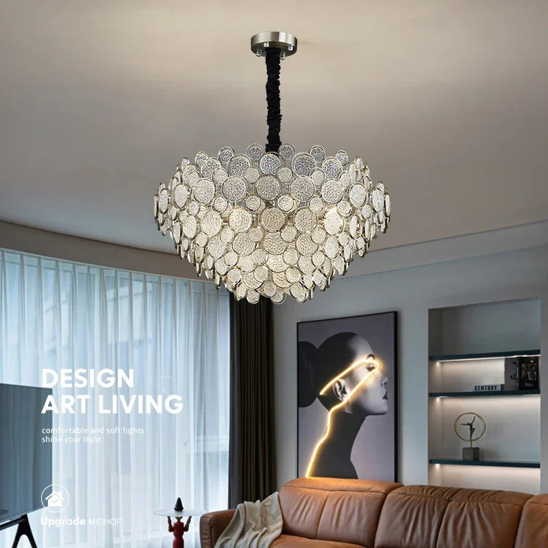 Afralia™ 2024 Trend LED Ceiling Chandelier for Living Dining Bedroom, Modern Lustre Hanging Light