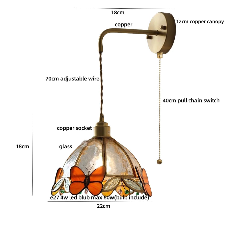 Afralia™ Butterfly Glass LED Wall Lights - Modern Nordic Style Bedside Lamp
