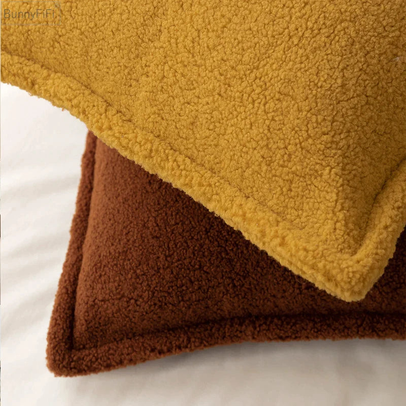 Afralia™ Fleece Cushion Cover 45x45cm in Ivory Brown Coffee for Home Bed Sofa
