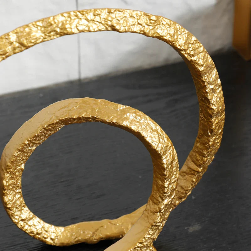 Afralia™ Golden Circle Hollowed-out Ornaments: Home Decor Figurines