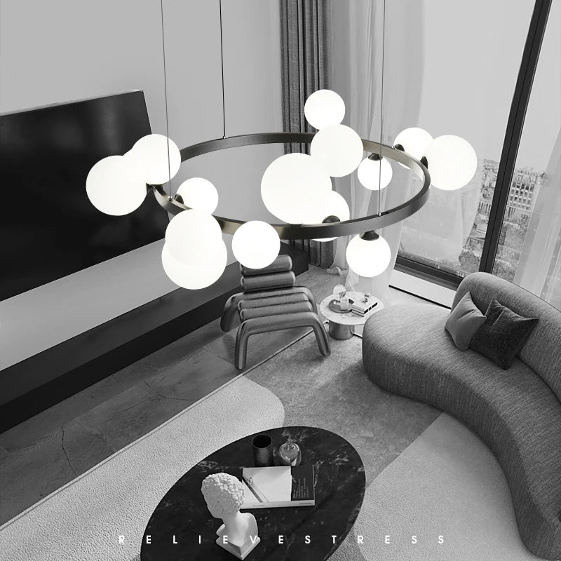 Afralia™ Glass Magic Bean Chandelier - Minimalist Luxury Nordic Modern Lamp