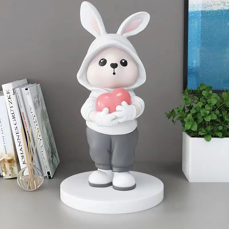 Afralia™ Cute Rabbit Desk Figurines, Cartoon Home Decor, Nordic Arts, Crafts Supplies