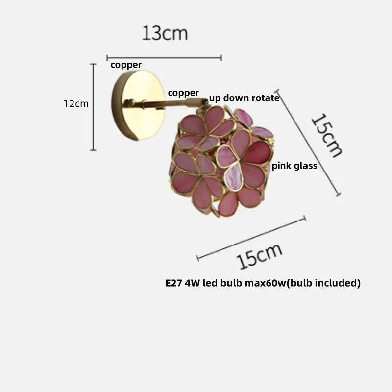Afralia™ Copper Butterfly Glass Wall Light Fixture Up Down Rotate LED Bedside Lamp