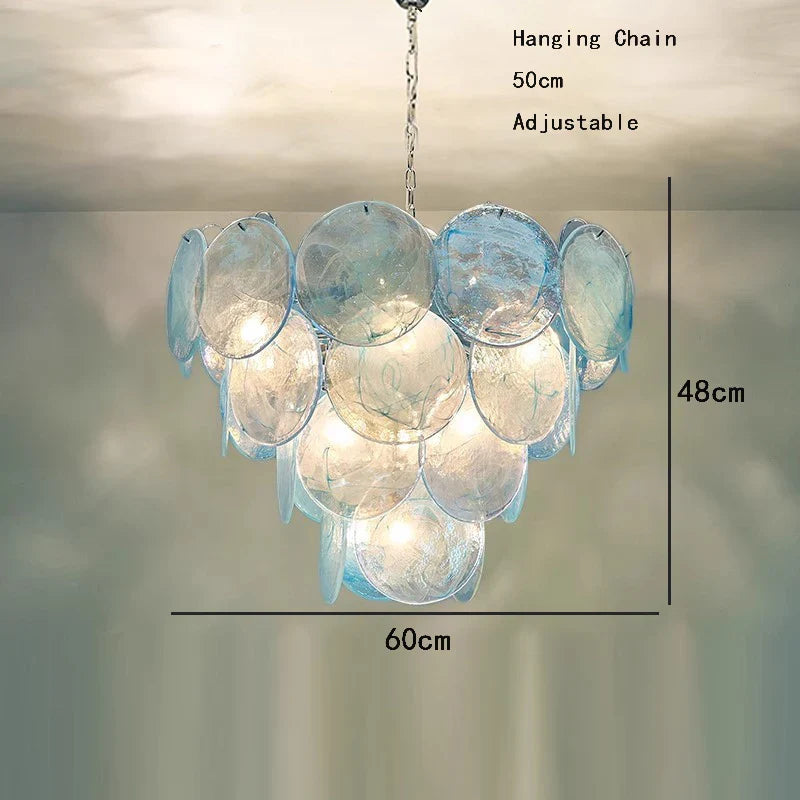 Afralia™ Blue Glass Handmade Hanging Chandelier for Living Room Decor