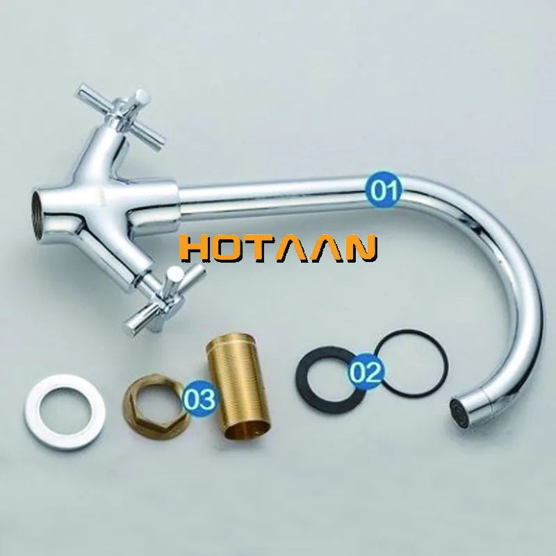 Afralia™ Kitchen Mixer Tap | Dual Handle Cold Hot Water Swivel Faucet