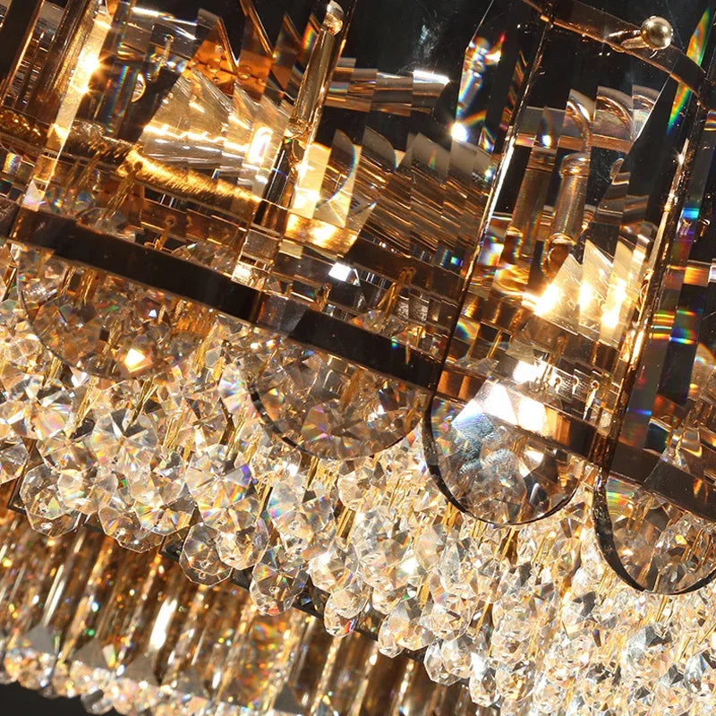 Afralia™ Modern Gold Crystal Chandelier LED Light Fixture for Luxury Living Room Home Decor