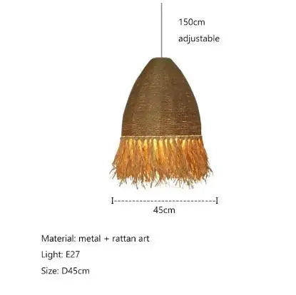 Afralia™ Handmade Rattan Pendant Light for Living Room, Bedroom - Japanese Style