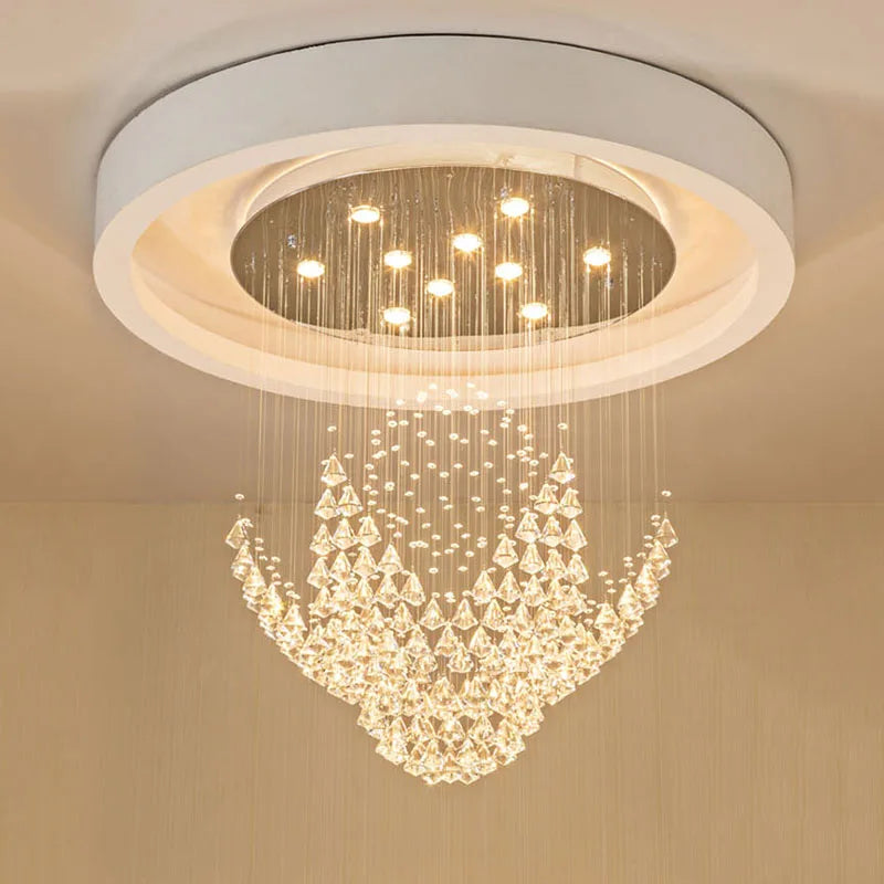 Afralia™ Diamond Crystal Chandelier LED Living Room Hotel Lighting