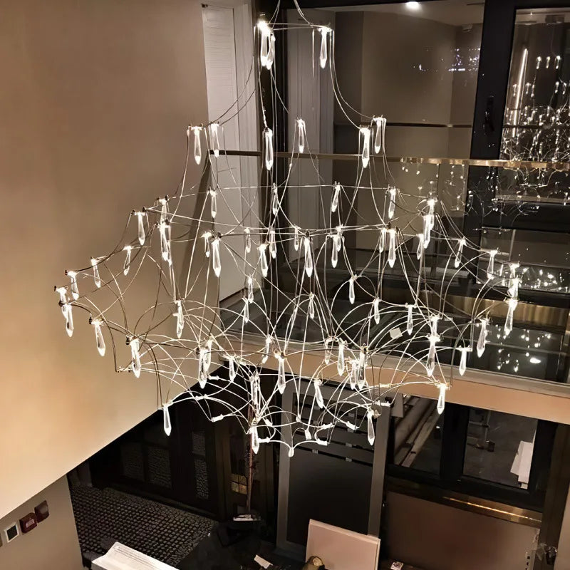 Afralia™ Starry Rain Crystal Chandelier: Luxury LED Lighting Decor for High Floors