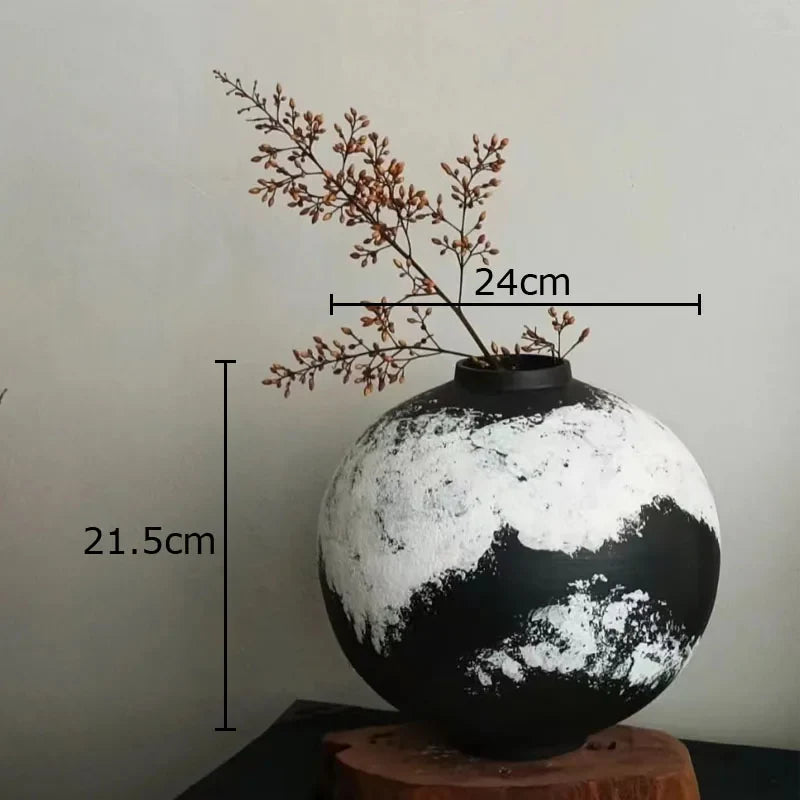 Afralia™ Ink Painting Ceramic Vase: Flower Pots Desk Decor Crafts Floral Room Aesthetic