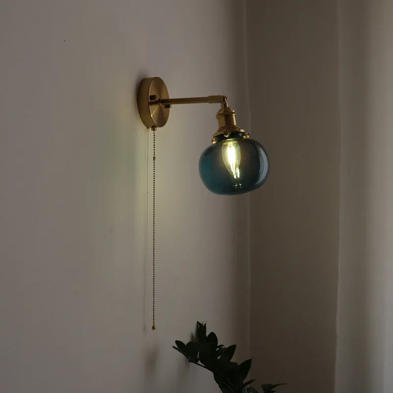 Afralia™ Nordic Wall Light Fixture with Pull Chain Switch, LED Bedside Lamp