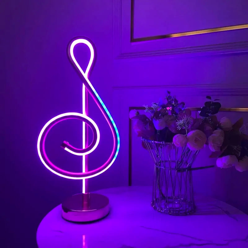 Afralia™ Musical Note RGB LED Night Light Desk Lamp