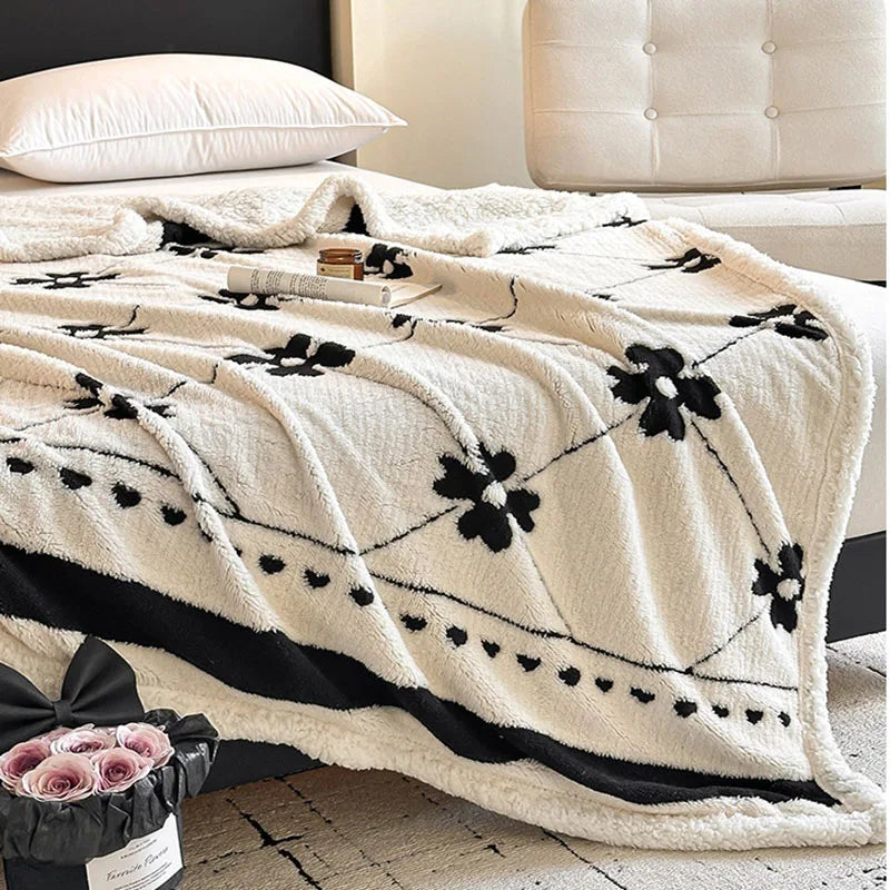 Afralia™ Double-Layer Jacquard Lamb Wool Blanket - Cozy Sofa Throw for Winter Home Comfort