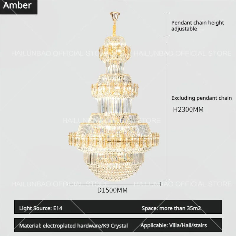 Afralia™ Crystal Chandelier: Villa High Living Room Luxury Lighting