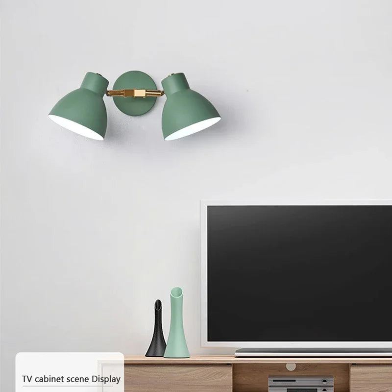 Afralia™ Nordic Macaron Double Head LED Wall Lamp: Contemporary Style for Bedroom and Living Room