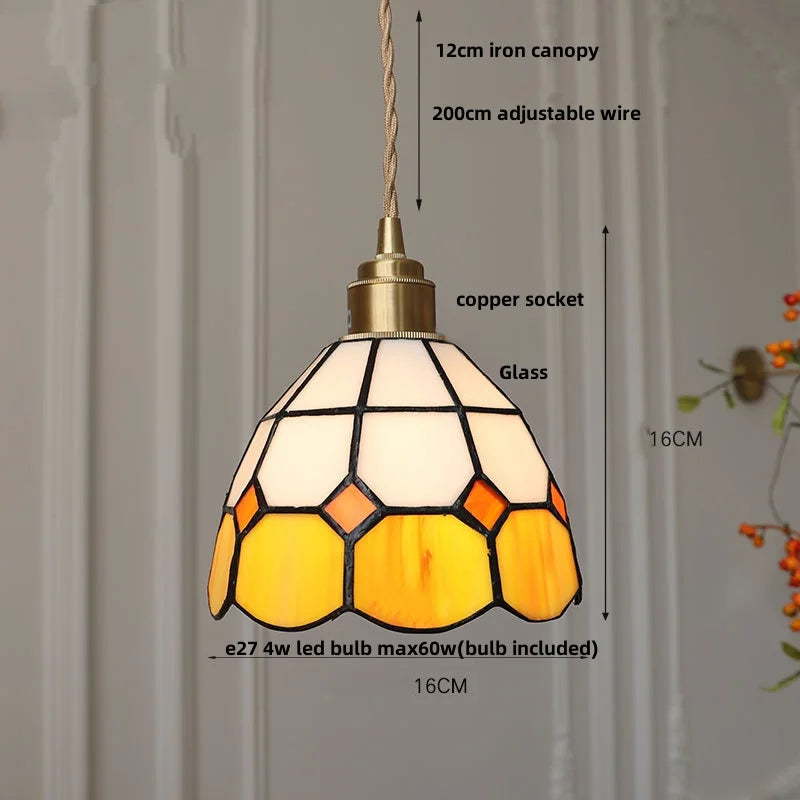 Afralia™ Walnut Wood LED Pendant Light with Colorful Glass Shades