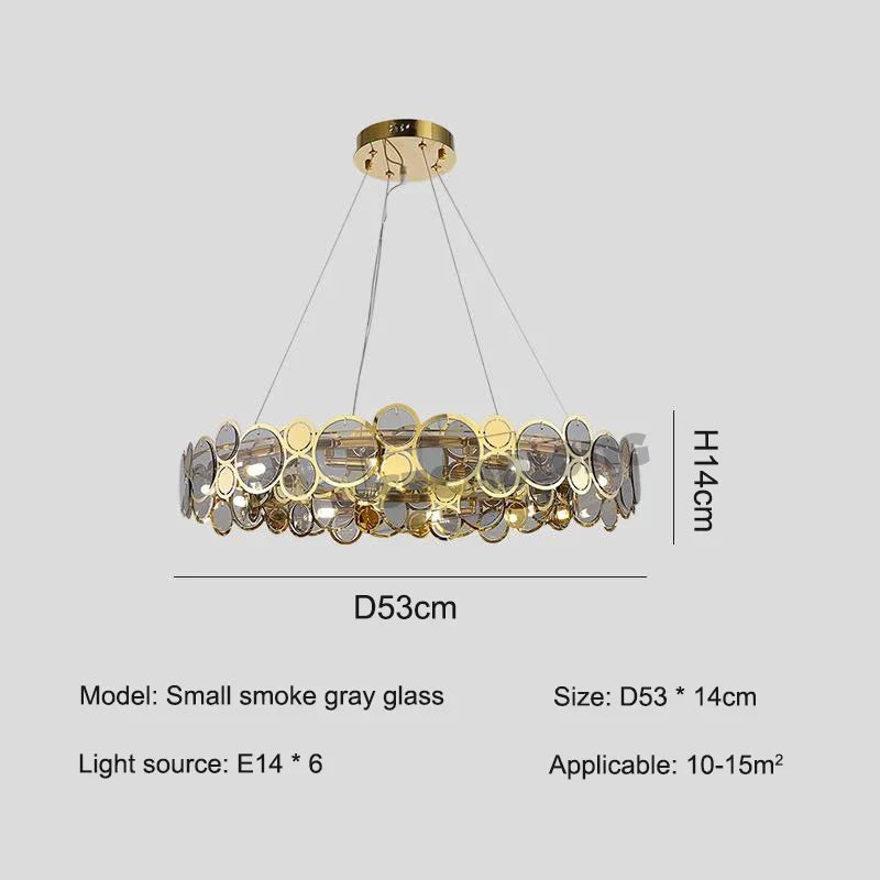Afralia™ Stainless Steel Glass Ceiling Chandeliers LED Round Pendant Lamps for Dining Living Room