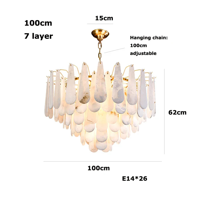 Afralia™ Alabaster Lustre LED Chandelier for Dining Room