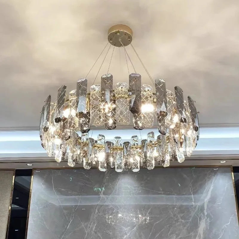 Afralia™ Crystal LED Chandelier: Modern Luxury Pendant Light for Bedroom, Restaurant, and Home Decor