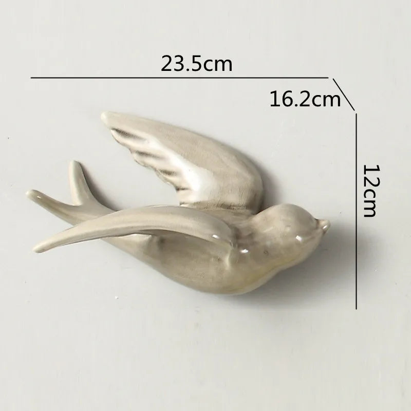 Afralia™ Flying Bird Ceramic Wall Ornament Simulation Room Decoration Indoor Accent