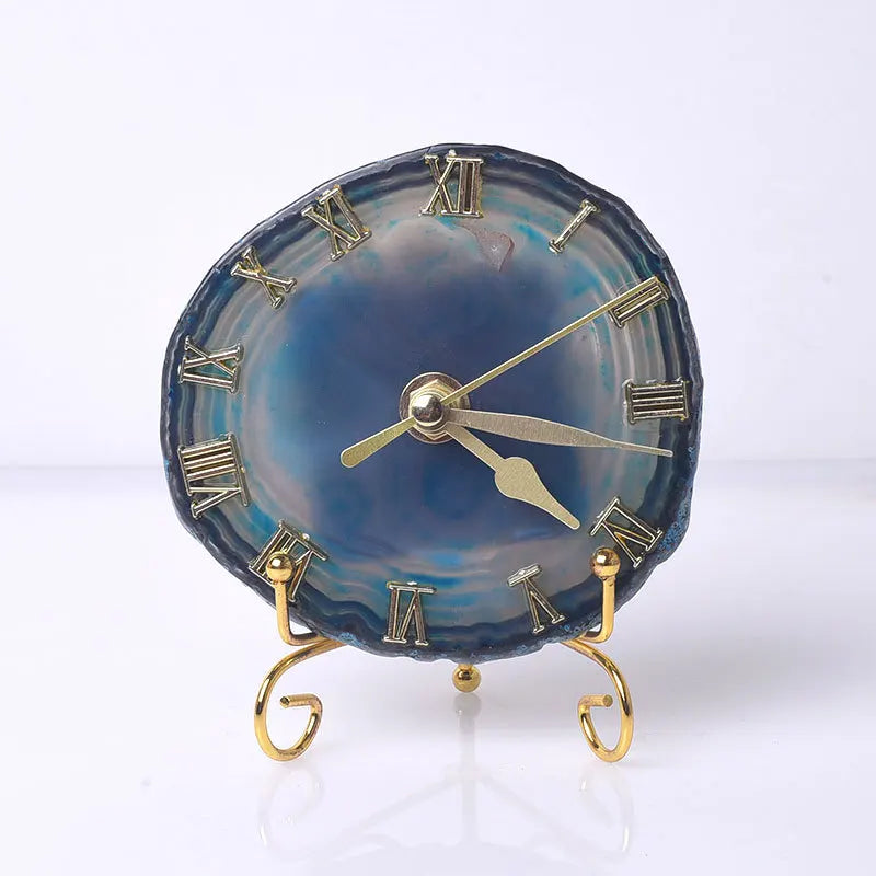Afralia™ Agate Stone Gold Digital Clock for Home Decoration