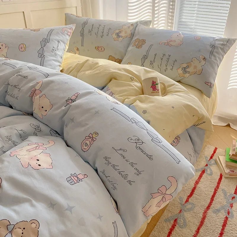 Afralia™ Cartoon Printed Cotton Bedding Set - Soft, Skin-Friendly Duvet Cover