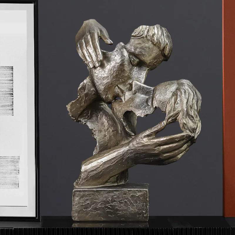Afralia™ Thinker Sculpture Resin Figurine Face Statue Bookshelf Room Decor Art Accessory