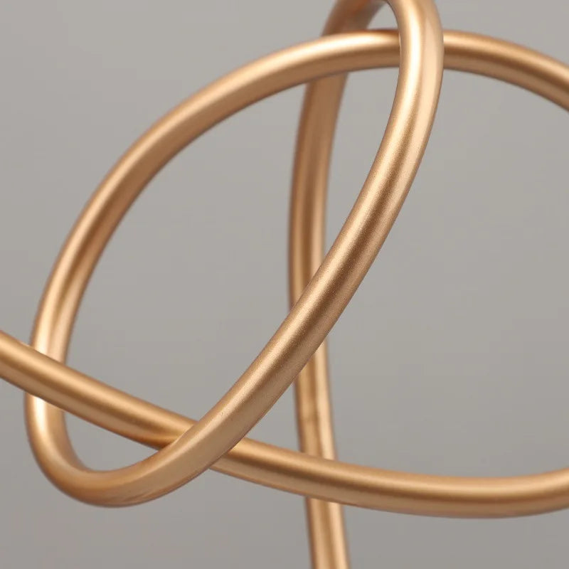 Afralia™ Gold Line Geometric Metal Sculpture on Marble Base for Home Decor