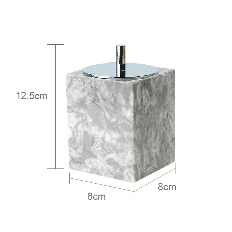 Afralia™ Marble Bathroom Accessories Set - Soap Dispenser, Toothbrush Holder, Cup, Toilet Brush