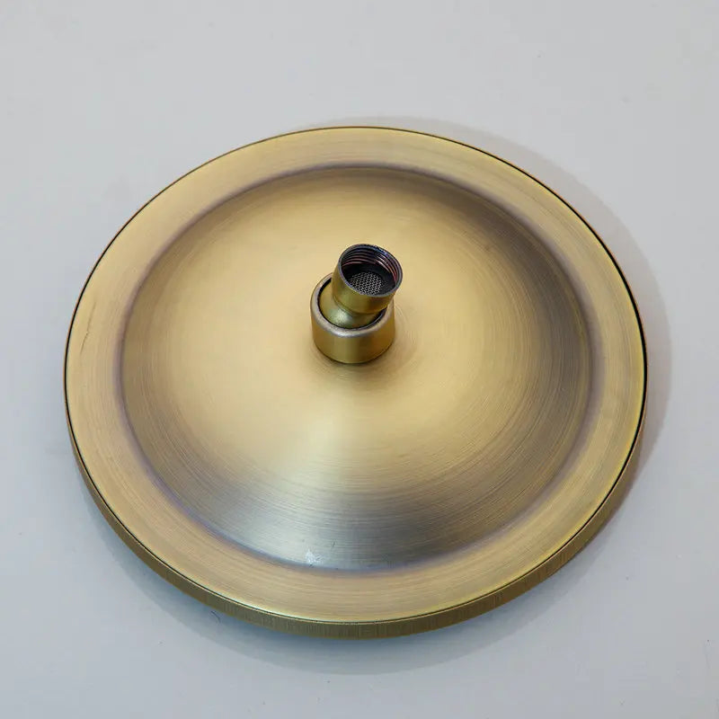 Afralia™ Matte Black & Antique Brass Rainfall Tub Mixer Faucet with Golden Round Shower Head