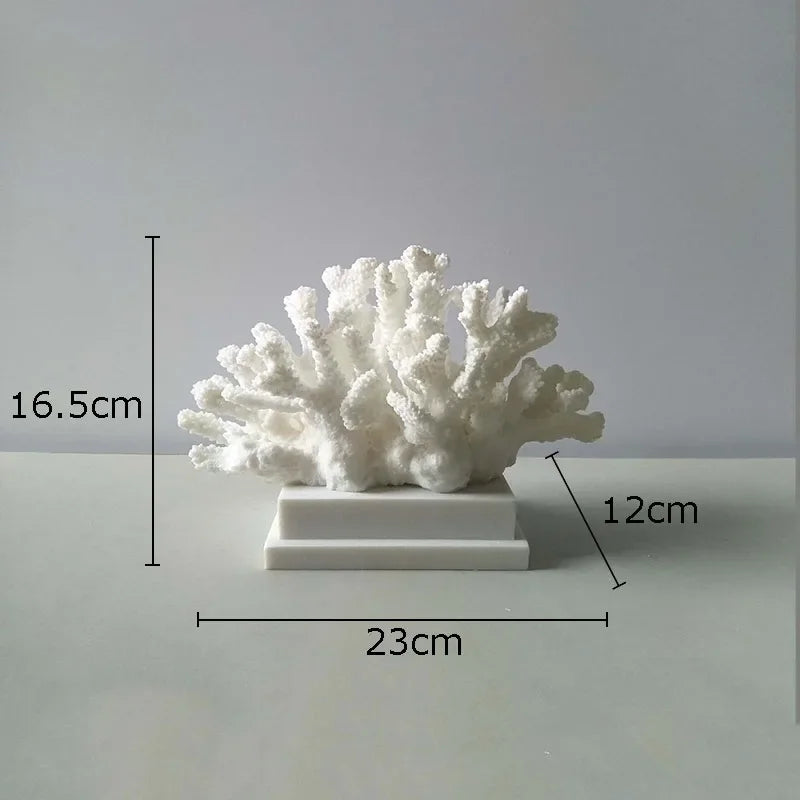 Afralia™ White Coral Resin Sculpture Modern Desk Decor Art Crafts Ornament