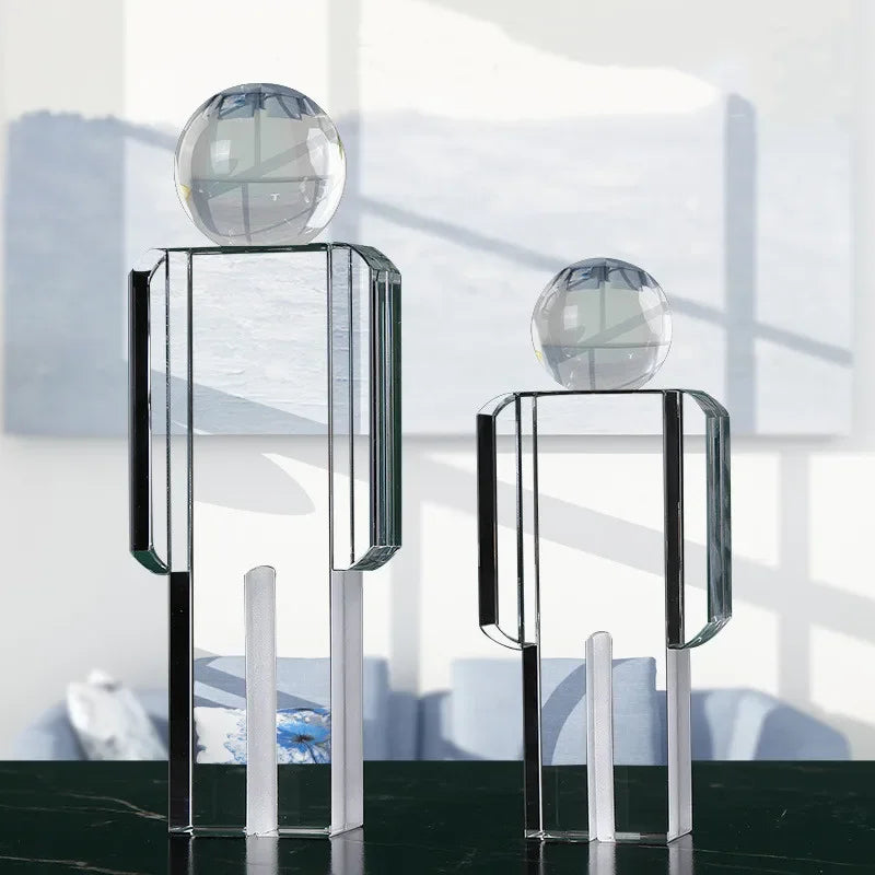 Afralia™ Crystal Man Statue Glass Figure Sculpture Home Decor Ornaments