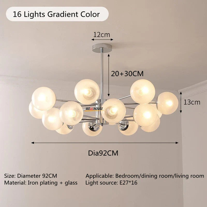 Afralia™ Silver LED Glass Chandelier for Bedroom Living Room Kitchen - Modern Nordic Pendant Light
