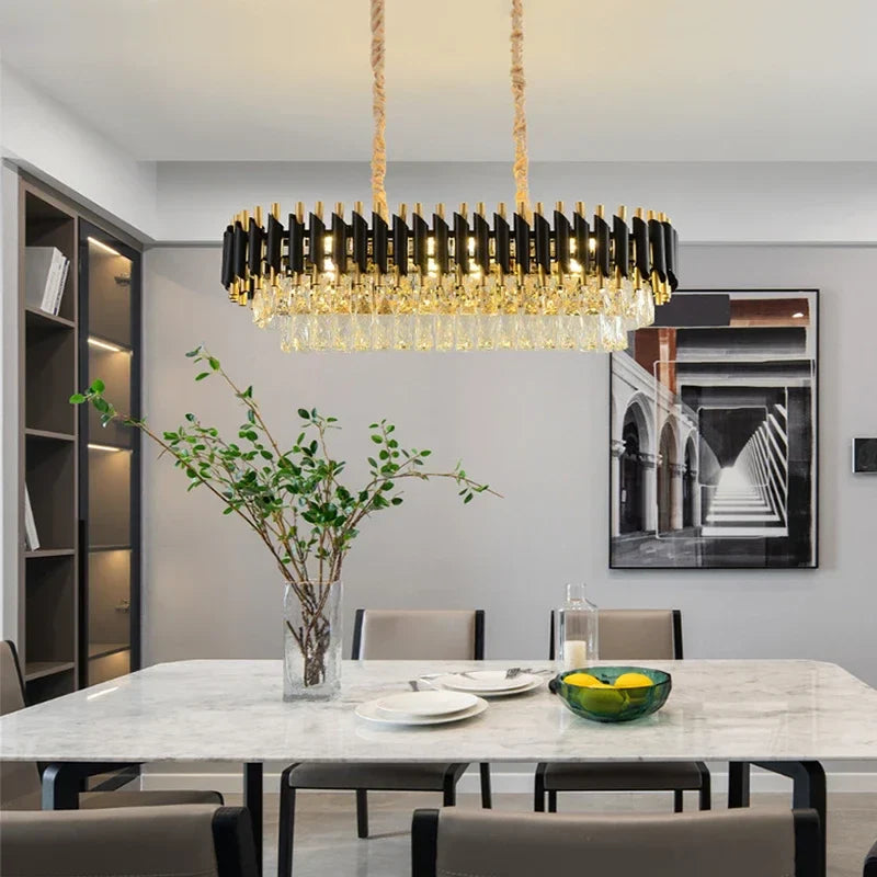 Afralia™ Crystal LED Pendant Chandelier: Modern Luxury Living Room Dining Lighting Fixture
