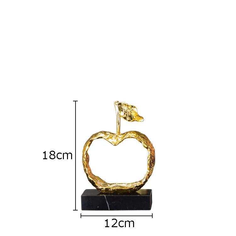 Afralia™ Fruit Shaped Metal Crafts Apple/pear Hollow Out Sculpture Modern Home Decor
