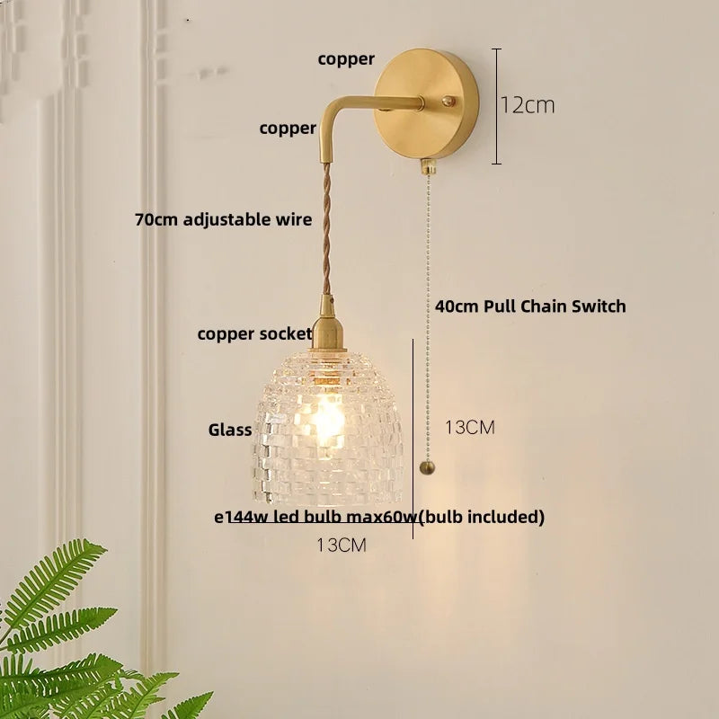 Afralia™ Flower Glass LED Wall Sconce Pull Chain Switch Modern Bathroom Mirror Light