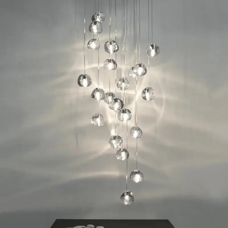 Afralia™ Crystal Ball Chandelier: Modern LED Stair Chandelier for Living Room, Kitchen, and Loft