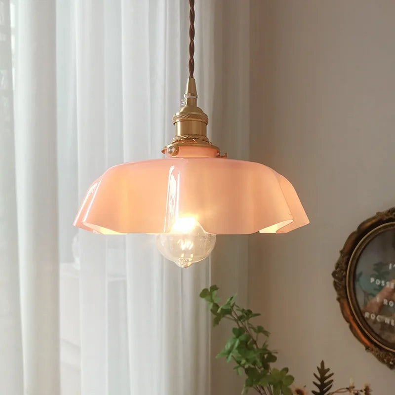 Nordic Glass Flower Pendant Light by Afralia™ - Modern Macaron Ceiling Lamp