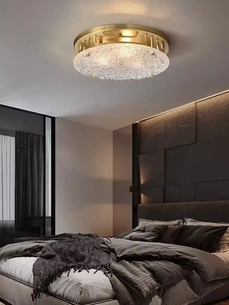 Afralia™ Gold Water Ripple Glass Ceiling Lamp for Bedroom Kitchen Home Decor