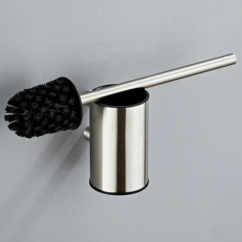 Afralia™ Wall Mounted Toilet Brush Holder Set - Bathroom Cleaning Bath Accessories