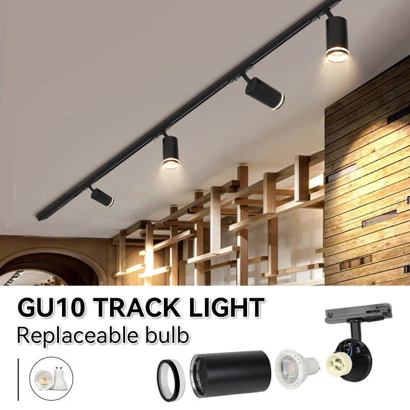 Afralia™ Track Light Clothing Store Set GU10 Focus LED Rail Spot DIY Fixture Shop