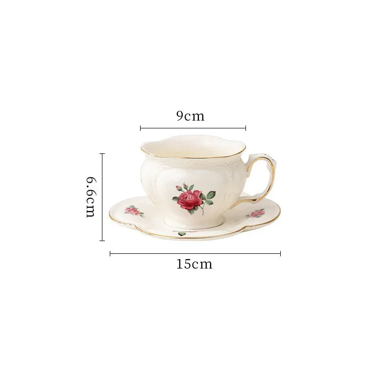 Afralia™ Ceramic Tea Set Dining Table Elegant Floral Collection
