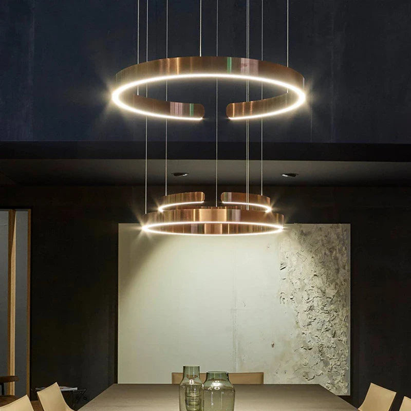 Afralia™ Modern LED Circle Chandelier in Rose Gold for Living Room and Dining Table