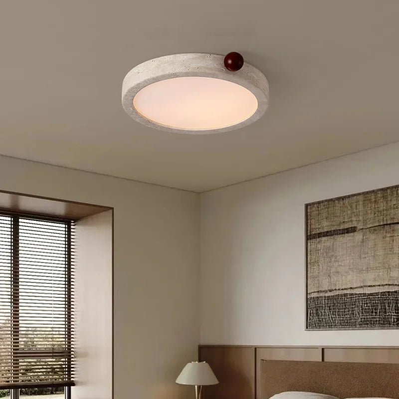 Afralia™ Modern Wood Stone LED Ceiling Light for Bedroom Living Room