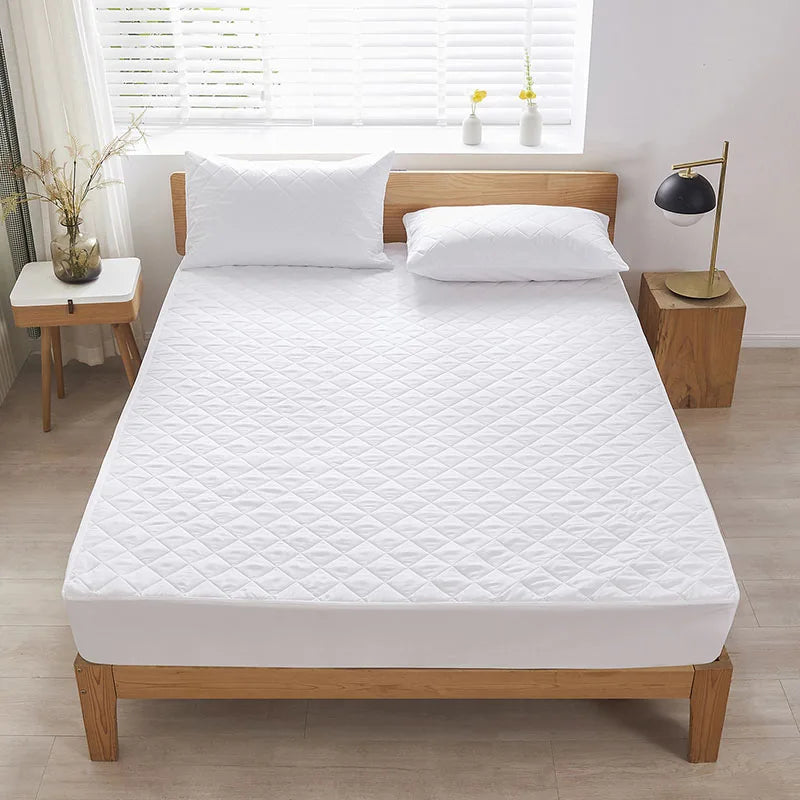 Afralia™ Waterproof Quilted Fitted Sheet: Soft Solid Color Mattress Cover for All Seasons
