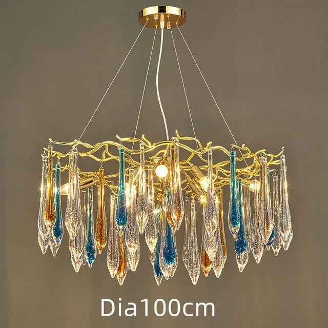 Afralia™ Crystal Water Drop LED Chandeliers: Modern Luxury Branch Design for Living & Dining Rooms