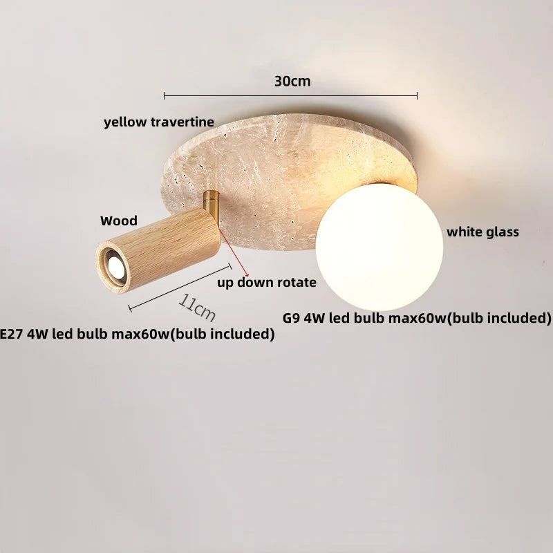 Afralia™ Glass Ball LED Ceiling Light White Yellow Travertine Plafondlampen