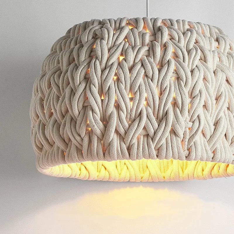 Afralia™ Nordic Wabi Sabi Knited Rope E27 LED Pendant Light for Minimalist Dining Room