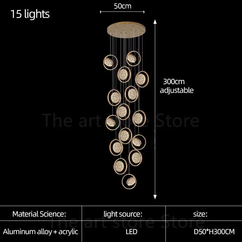 Afralia™ Luxury LED Chandelier for Villa, Staircase, Bar, Kitchen, Dining Room, Living Room